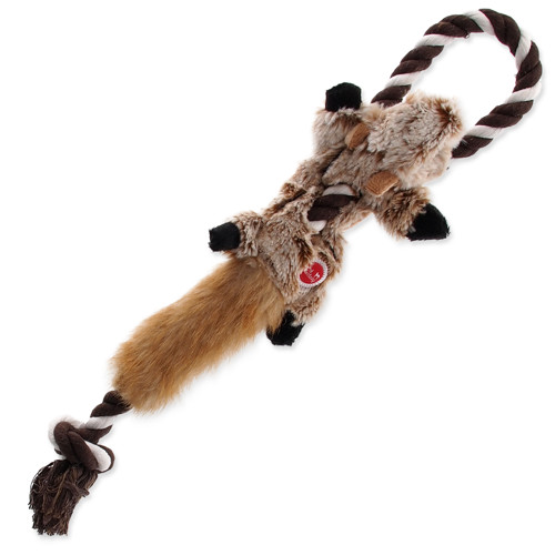 Hračka DOG FANTASY Skinneeez s provazem 35 cm (čipmank)