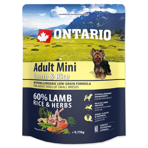 ONTARIO Dog Adult Mini Lamb & Rice (750g)