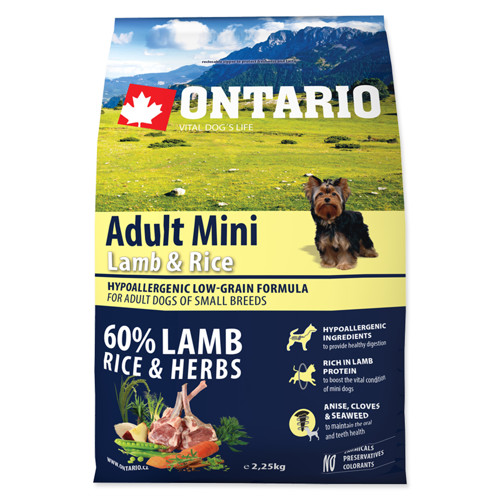 ONTARIO Dog Adult Mini Lamb & Rice (2,25Kg)
