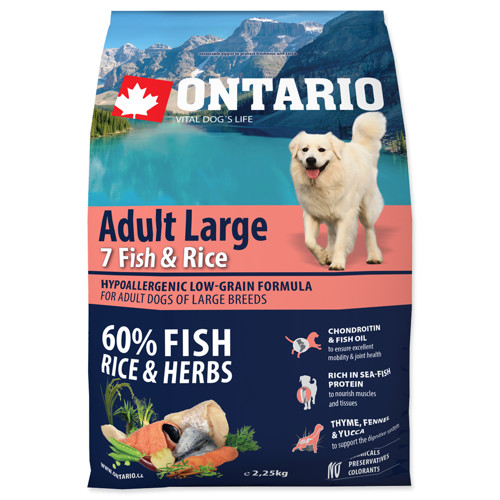 ONTARIO Dog Adult Large Fish & Rice (2,25Kg)