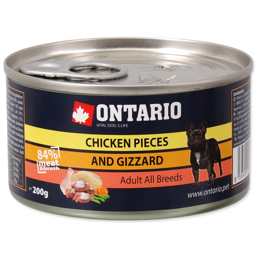 Konzerva ONTARIO Dog Chicken Pieces 200g (Gizzard)