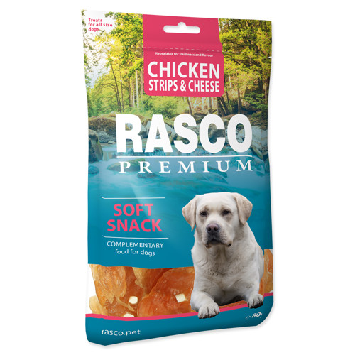 Pochoutka RASCO Premium proužky kuřecí se sýrem 80g