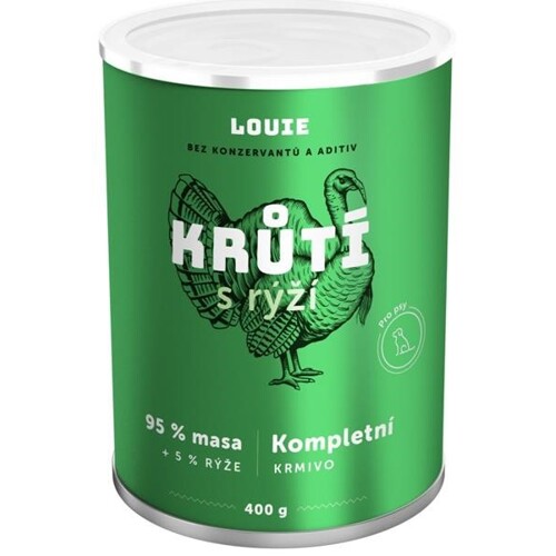 Louie pro psy s rýží 400g krůtí