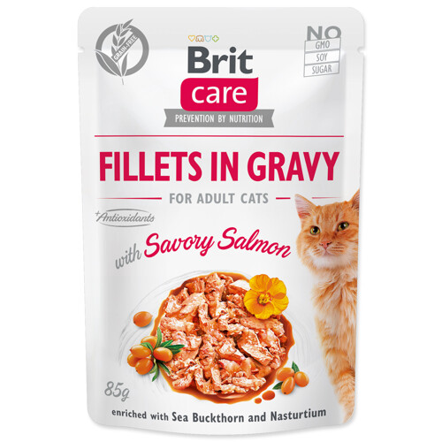 Kapsička BRIT Care Cat Fillets in Gravy with 85g (Savory Salmon)