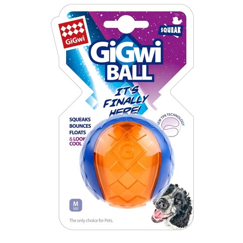 GiGwi Ball míček M transparentní modro/oranžový