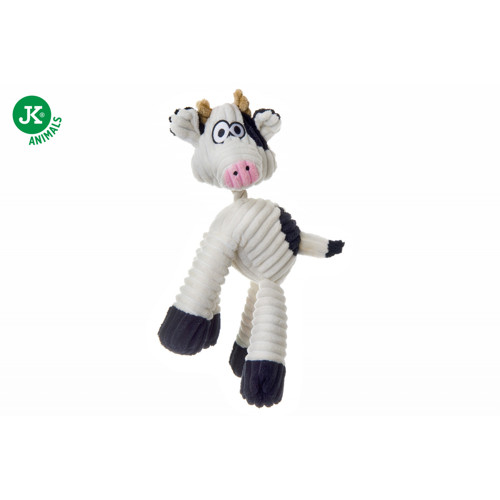 Plyšová kravička, bílá, pískací hračka, 33 cm