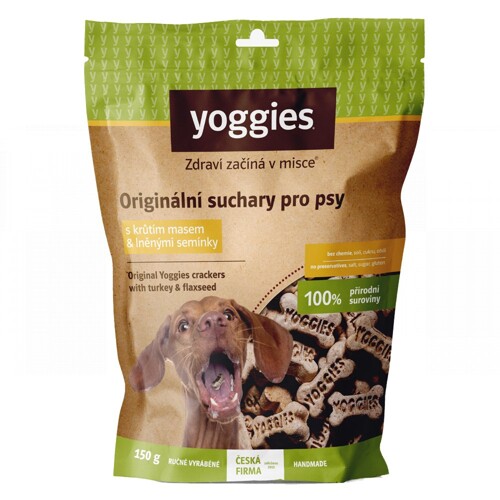 Yoggies Bezlepkové suchary s lněným semínkem 150g (krůtí maso)