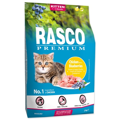 Krmivo Rasco Premium Kitten kuře s borůvkou (2kg)