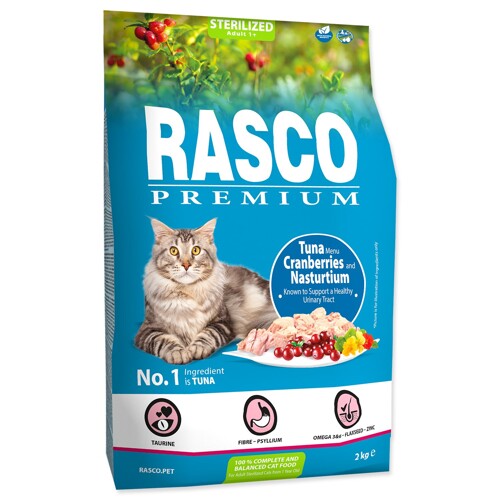 Krmivo Rasco Premium Sterilized tuňák s brusinkou a lichořeřišnicí (2kg)