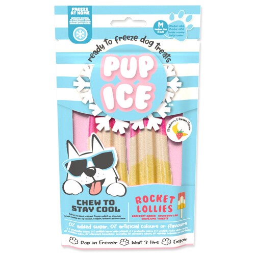 Pochoutka Pup Ice chladící 2ks 90g (s jahodou a banánem)