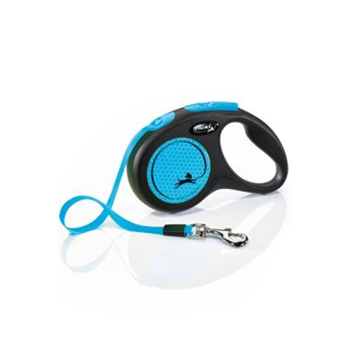 Vodítko FLEXI Neon New S pásek 5m/15kg (černá/modrá)