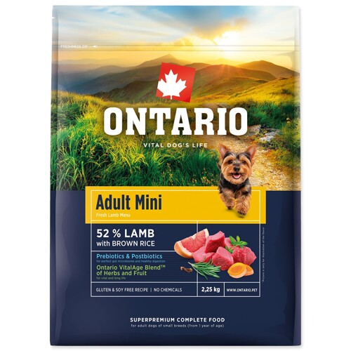 Krmivo Ontario Adult Mini Lamb & Brown Rice (2,25kg)