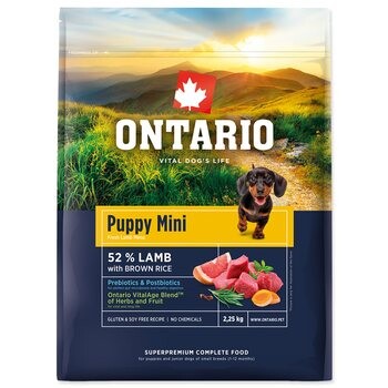 Krmivo Ontario Puppy Mini Lamb & Brown Rice (2,25kg)