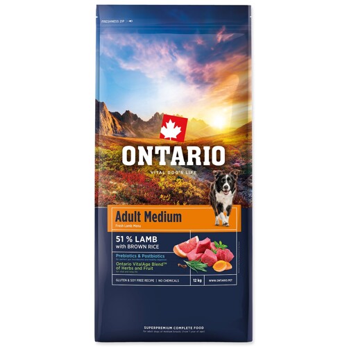 Krmivo Ontario Adult Medium Lamb & Brown Rice (12kg)
