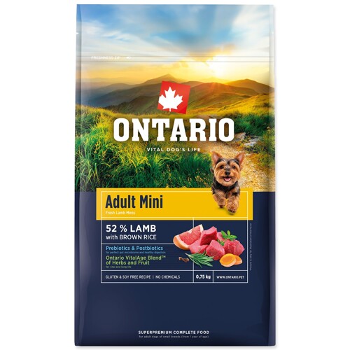Krmivo Ontario Adult Mini Lamb & Brown Rice 0,75kg