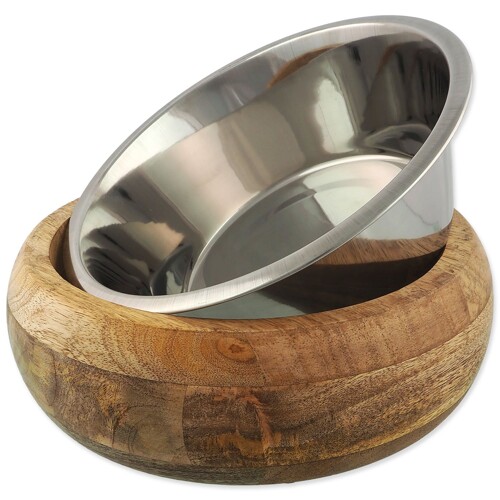 Miska Dog Fantasy nerez v dřevě, zaoblená 400ml