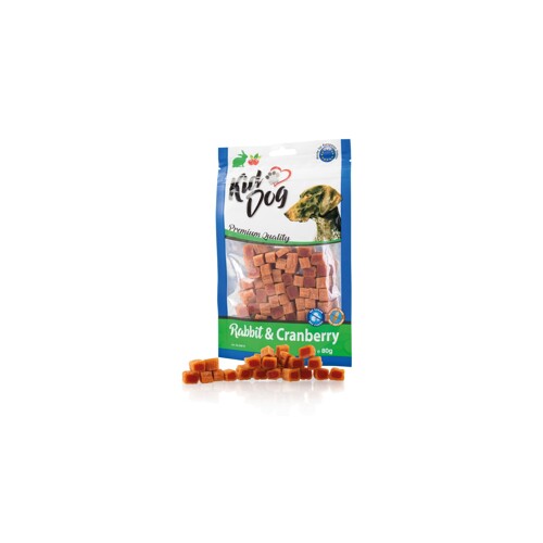 KIDDOG mini kostičky s králíkem a brusinkami 80 g