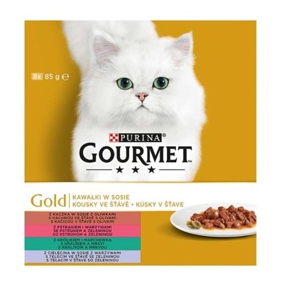 Gourmet Gold konzervy 8 x 85 g (kousky se zeleni...