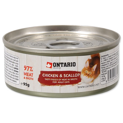 Konzerva ONTARIO Cat 95g (Chicken Pieces + Scall...