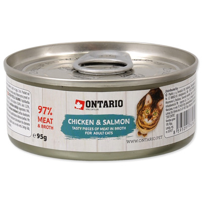 Konzerva ONTARIO Cat 95g (Chicken Pieces + Salmon)