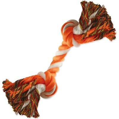Uzel DOG FANTASY bavlněný 2 knoty 20 cm (oranžovo-bílý)