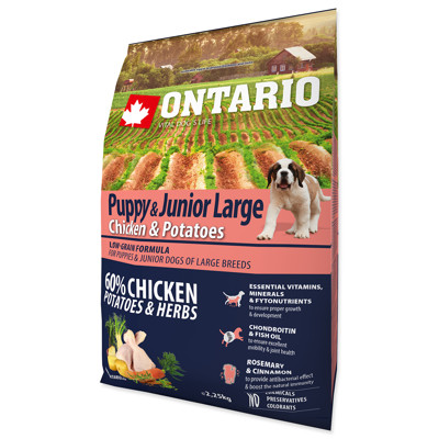 ONTARIO Puppy & Junior Large Chicken & Potatoes & Herbs (2,25Kg)