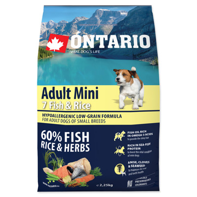 ONTARIO Dog Adult Mini Fish & Rice (2,25Kg)