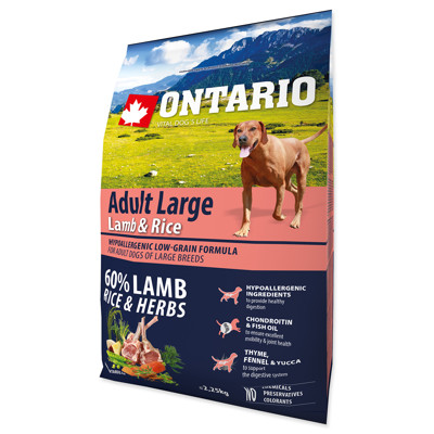 ONTARIO Dog Adult Large Lamb & Rice & Turkey + PAMLSEK ONTARIO 70G ZDARMA (2,25Kg)