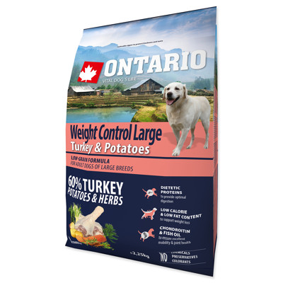 ONTARIO Dog Large Weight Control Turkey & Potatoes & Herbs (2,25Kg)