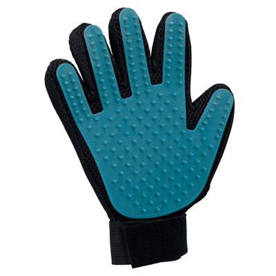 Pečující rukavice černo/modrá 16 x 24 cm (masážní)