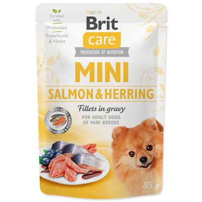 Kapsička BRIT Care Mini sterilised fillets in gravy 85g (Salmon & Herring)