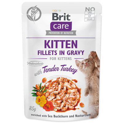 Kapsička BRIT Care Cat Fillets in Gravy with  85g (Kitten Tender Turkey)
