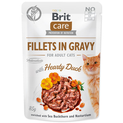 Kapsička BRIT Care Cat Fillets in Gravy with 85g (Hearty Duck)