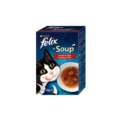Felix Soup Lahodný výběr s hovězím s kuřetem s jehněčím 6 x 48 g (Kousky masa)