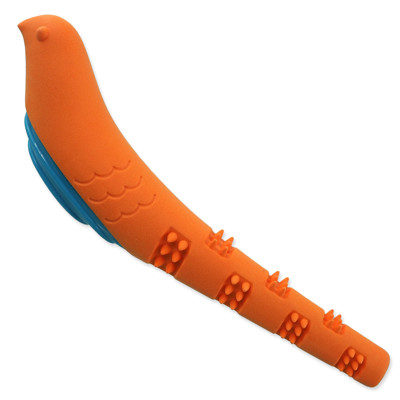 Hračka DOG FANTASY Pták pískací 32x8,9x6cm (oranžovo-modrá)