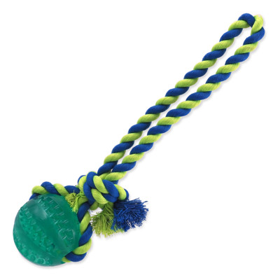 Hračka DOG FANTASY DENTAL MINT míček házecí s provazem zelený 7x30cm