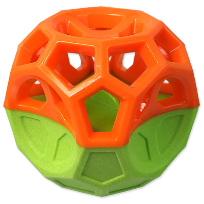 Hračka DOG FANTASY Míček s goemetrickými obrazci pískací oranžovo-zelená 8,5cm...
