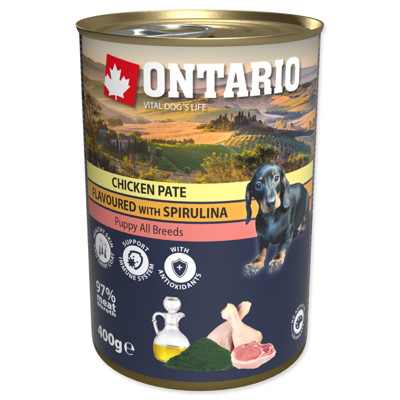 ONTARIO With Spirulina And Salmon Oil 400g (Puppy Chicken Pate)