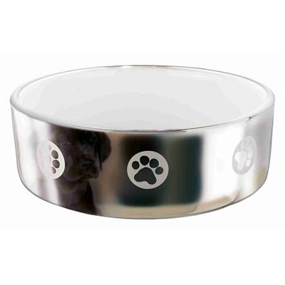 Keramická miska pro psy s packami, stříbrno/bílá 800ml, 15cm