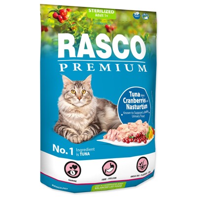 Krmivo Rasco Premium Sterilized tuňák s brusinkou a lichořeřišnicí (0,4kg)