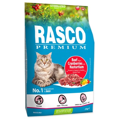 Krmivo Rasco Premium Sterilized hovězí s brusinkou a lichořeřišnicí (2kg)