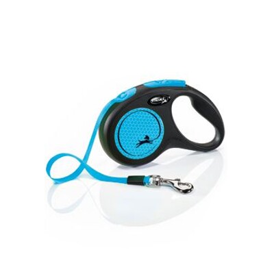 Vodítko FLEXI Neon New S pásek 5m/15kg (černá/modrá)