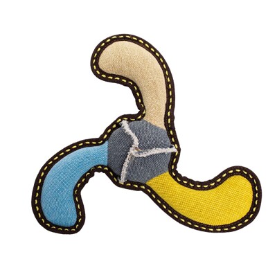 Bumerang HipHop Dog, 27 cm, robustní aport pro psy, tkaná látka, béžová/modrá/...