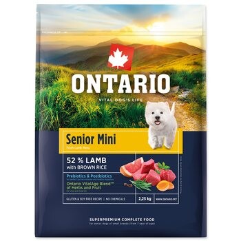 Krmivo Ontario Senior Mini Lamb &amp; Brown Rice (2,25kg)