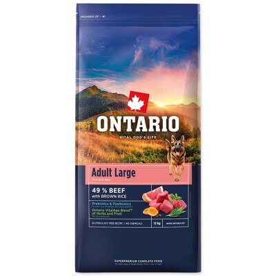 Krmivo Ontario Adult Large Beef &amp; Brown Rice (12kg)