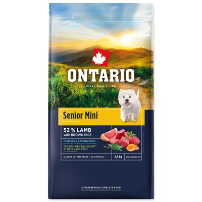 Krmivo Ontario Senior Mini Lamb &amp; Brown Rice 6,5kg