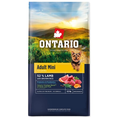 Krmivo Ontario Adult Mini Lamb &amp; Brown Rice 6,5kg