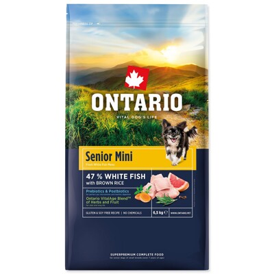 Krmivo Ontario Senior Mini Fish &amp; Brown Rice 6,5kg
