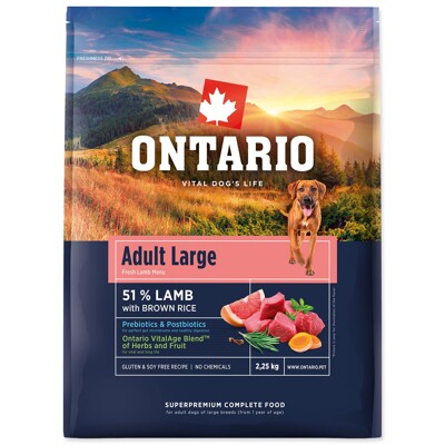 Krmivo Ontario Adult Large Lamb &amp; Brown Rice 2,25kg