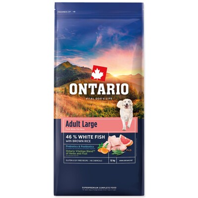 Krmivo Ontario Adult Large Fish &amp; Brown Rice 12kg